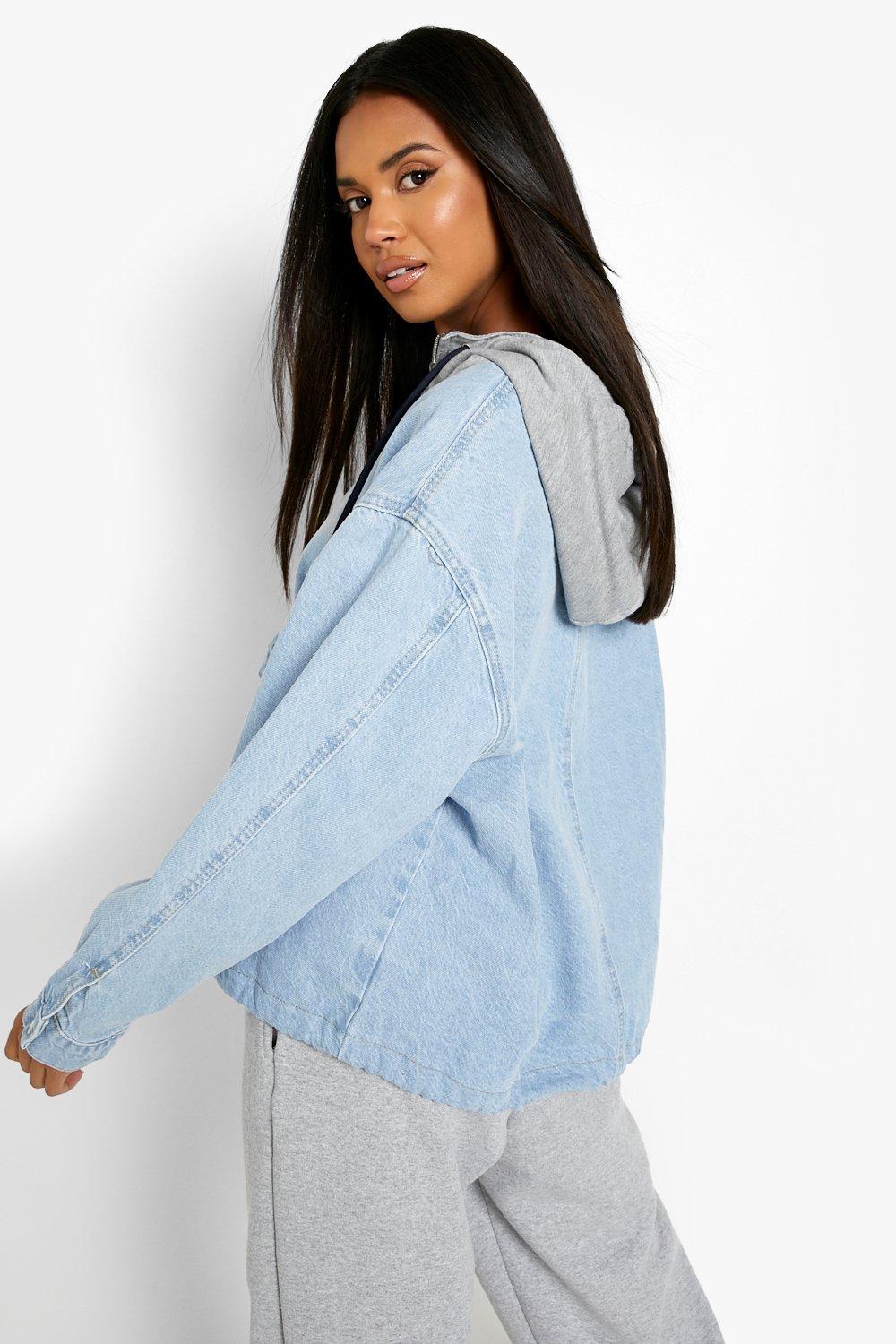 Hooded Denim Pullover Jacket